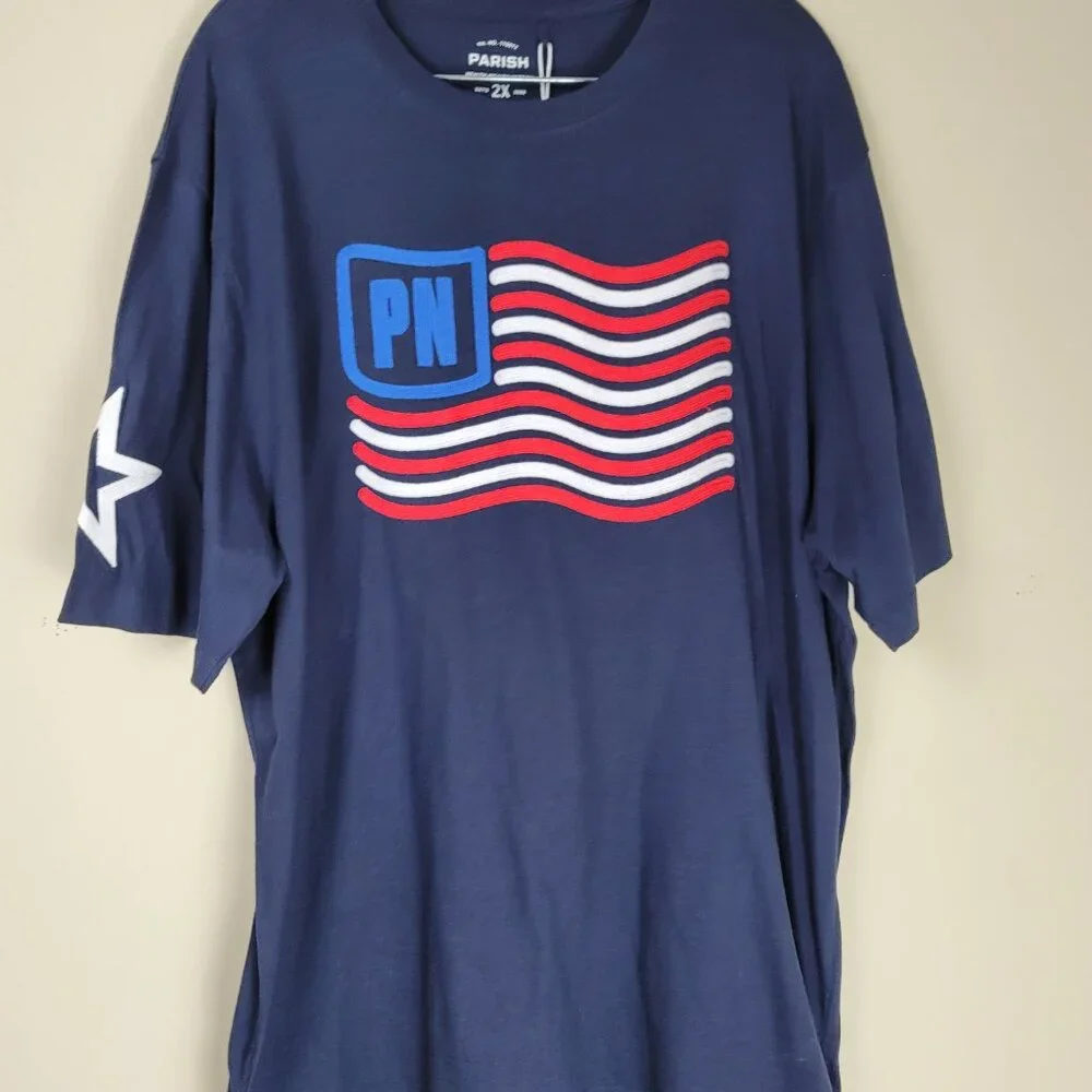 Parish Nation Embroidered Flag Short Sleeve T-Shirt Size 2X - Picture 5 of 11